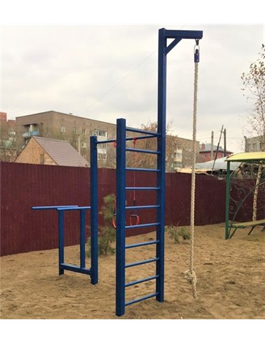 Уличный тренажерный комплекс перекладина, брусья, лестница, канат AVU048