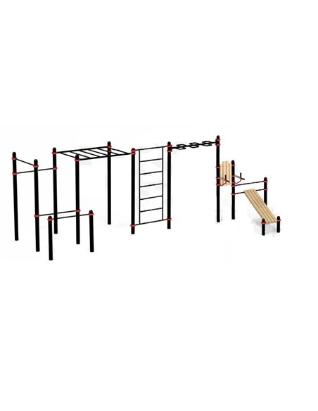 Воркаут комплекс: турник-2, брусья, рукоход, змейка, стенка, пресс-скамья, пресс-брусья Д-108 AVW019