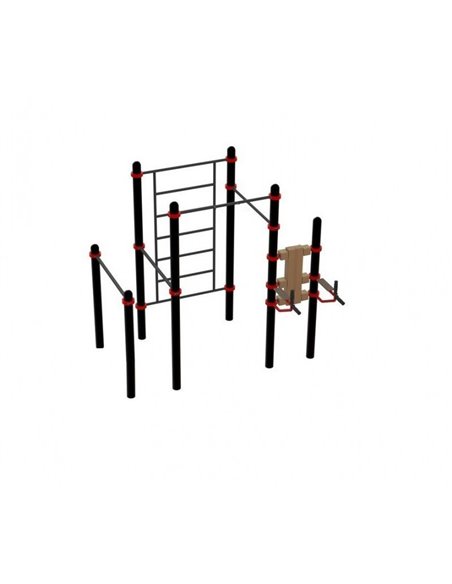 Воркаут комплекс: турник-2, стенка, брусья, пресс-брусья Д-108 AVW020