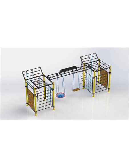 Воркаут рама многофункциональная трехпролетная с качелями AVW027