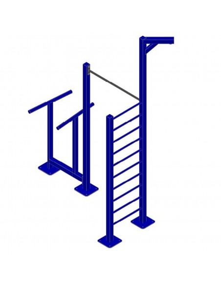 Уличный тренажерный комплекс перекладина, брусья, лестница, канат AVU048
